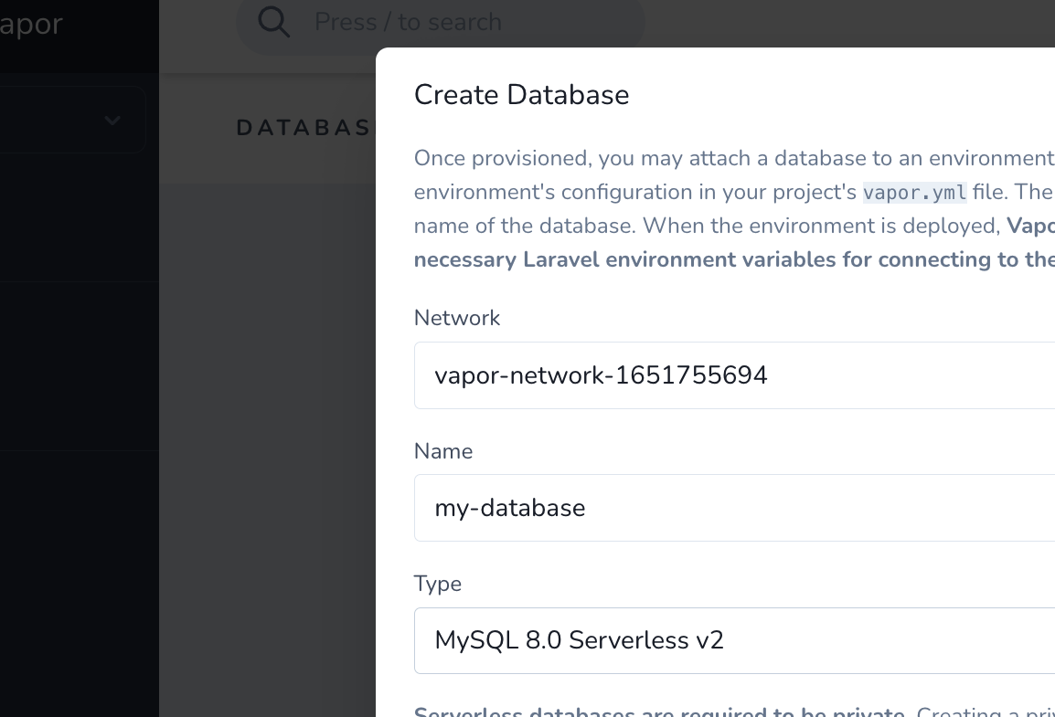 Create Database image